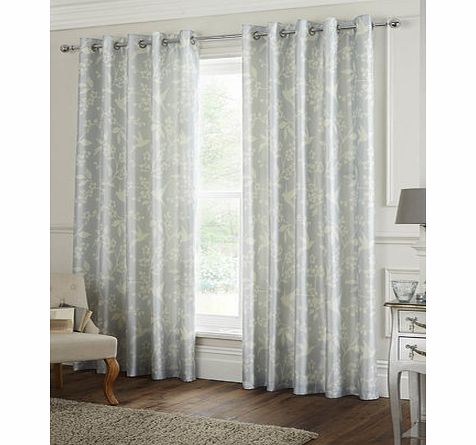 Duck egg Blossom Print Curtains, duck egg