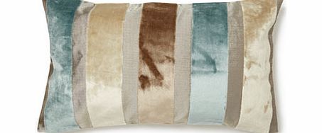 Duck egg velvet stripe lumbar cushion, duck egg