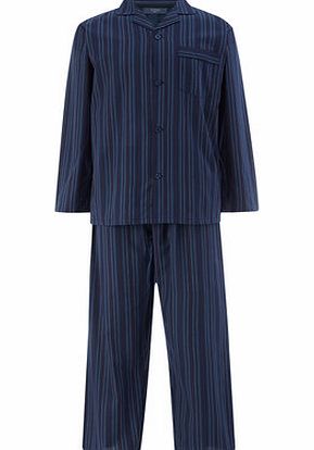 Bhs Easy Care Stripe Pyjamas, Blue BR62J02FNVY