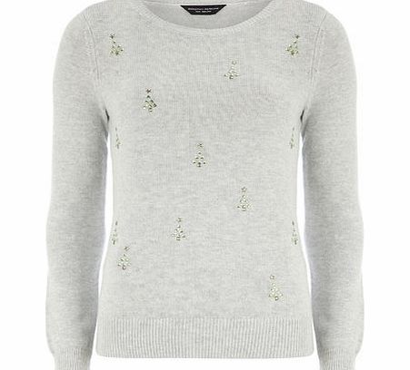 Bhs Embellished Tree Jumper, grey 19128670870