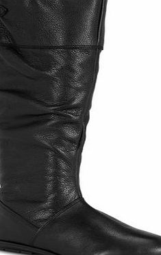 Bhs Evans Black Leather Stretch Zip Slouch Extra