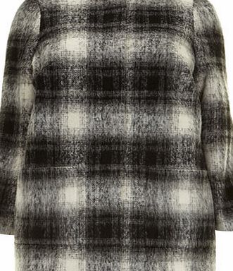 Bhs Evans Grey Check Collarless Coat, light grey