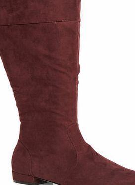 Bhs Evans Oxblood Red Suedette Zip Back Extra Wide