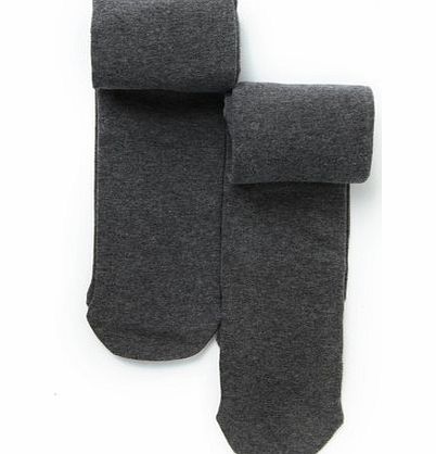 Bhs Girls 2 Pack Charcoal Cotton Soft Tights,