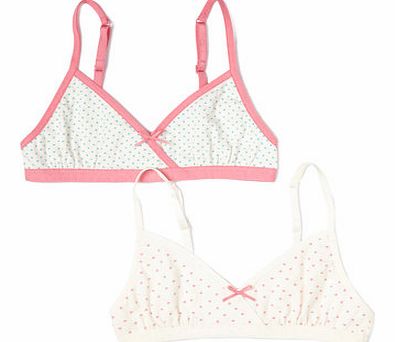 Bhs Girls 2 Pack Heart Soft Bras, cream multi