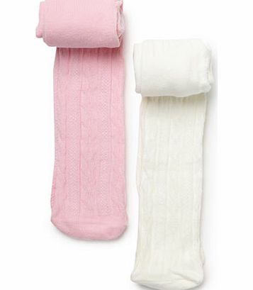 Girls 2 Pack Pelerine Tights, pink/white