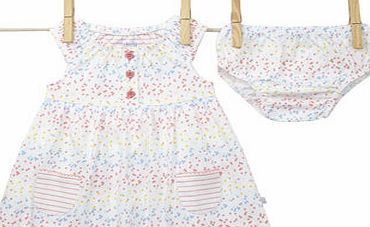 Bhs Girls Baby Girls Dotty Dress and Knicker Set,