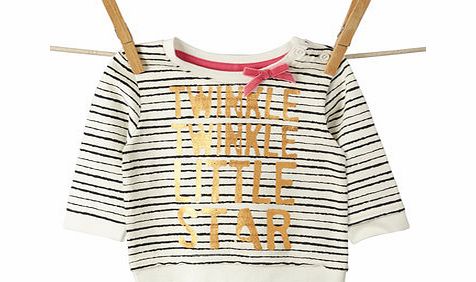 Bhs Girls Baby Girls Striped Slogan Sweat Top, multi