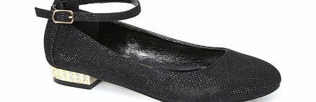 Bhs Girls Black Cross Hatch Mini Heels, black