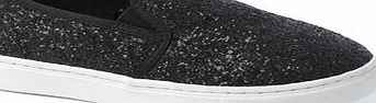 Bhs Girls Black Glitter Skate Trainers, black