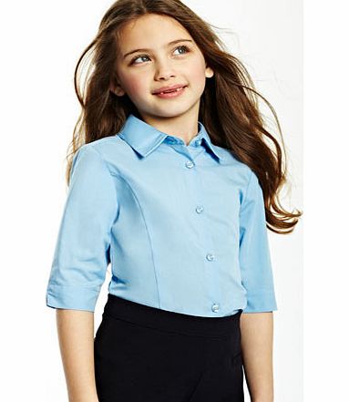 Bhs Girls Blue Junior Girls School Blouse With 3/4