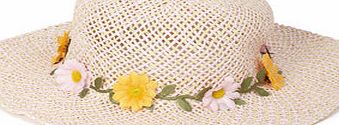 Bhs Girls Daisy Trim Floppy Straw Hat, pink 9271780528