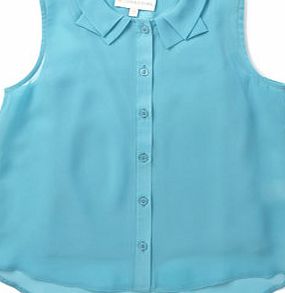 Bhs Girls Dark Turquoise Chiffon Blouse, dark