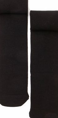 Bhs Girls Girls 2 Pack Black Cotton Soft Tights,