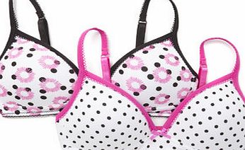 Bhs Girls Girls 2 Pack Spot Design Moulded Bras,