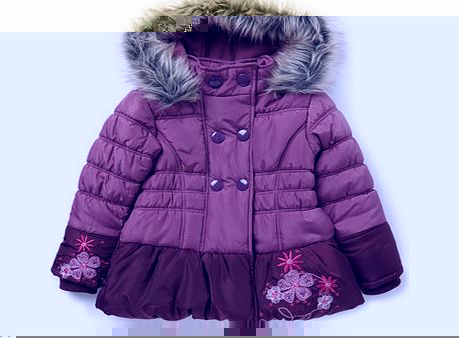 Bhs Girls Girls Purple Embroidered Coat, purple