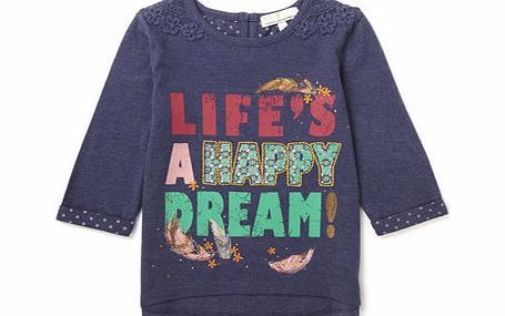 Bhs Girls Happy Dream Long Sleeved Top, navy