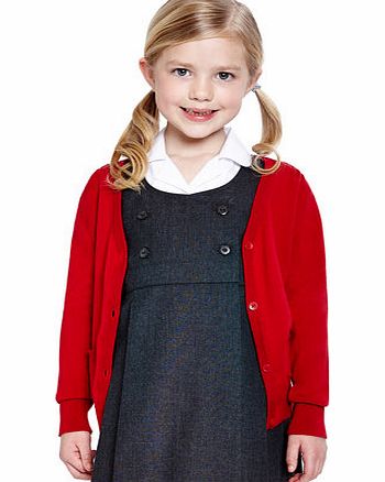 Girls Junior Girls Red V-Neck School Cardigan