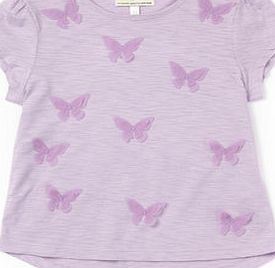 Bhs Girls Lilac 3D Butterfly Short Sleeved Top,