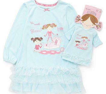 Girls Millie & Dolly Aqua Nightie, Aqua 8881295257