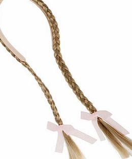 Bhs Girls Natural Fake Hair Plait Aliceband, natural