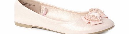 Bhs Girls Occasion Pink Jewelled Ballet Pumps, pink