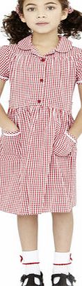 Bhs Girls Red Classic Gingham School Dress, red