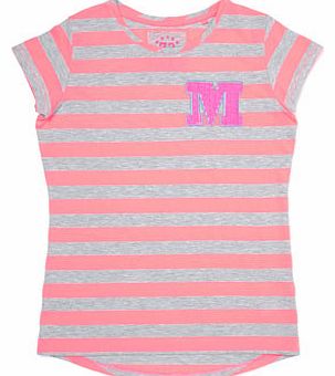 Bhs Girls Stripe ``M`` Tee, grey multi 1099875273