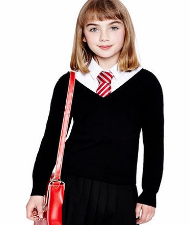 Girls Tammy V-Neck School Jumper, black 8911250137