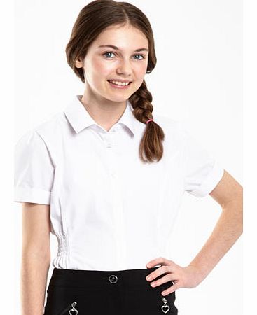 Bhs Girls Tammy White Short Sleeved Side Shirred