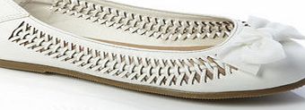 Bhs Girls White Woven Ballerina Pumps, white