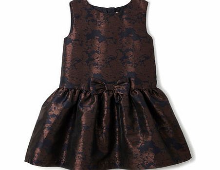 Bhs Girls Younger Girls Jacquard Bow Dress, navy