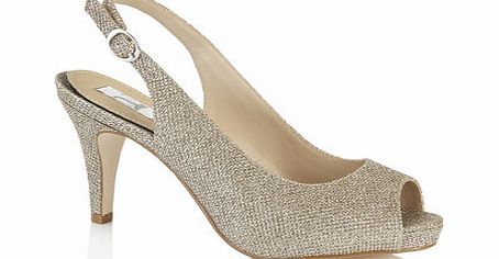 Bhs Gold Sparkle Sling Back Court Shoe, gold