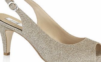Bhs Gold Sparkle Sling Back Court Shoes, gold