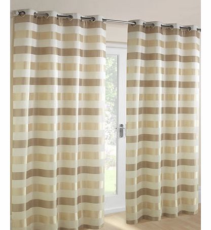 Gold Striped Jacquard Eyelet Curtain, gold