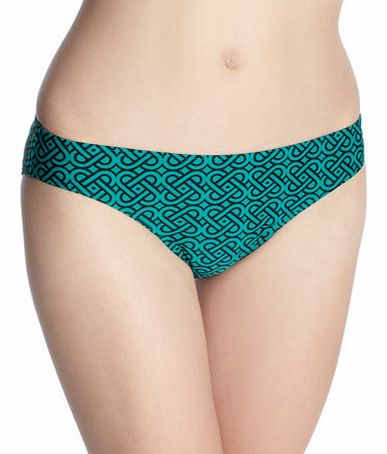 Green and Black Printed Bikini Pant, green/black