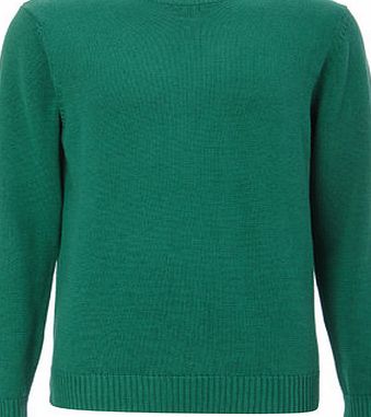 Bhs Green Cotton Rich Crew Neck Jumper, Green