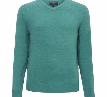 Bhs Green Marl Supersoft V Neck Jumper, GREEN MARL