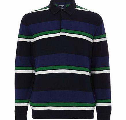 Bhs Green/Navy Fine Stripe Rugby, NAVY BR53C06GGRN