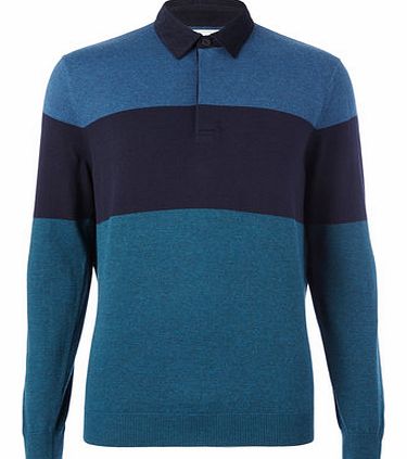 Bhs Green Ombre Stripe Knitted Rugby Jumper, Green