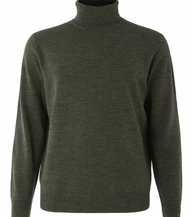 Bhs Green Supersoft Roll Neck Jumper, Green