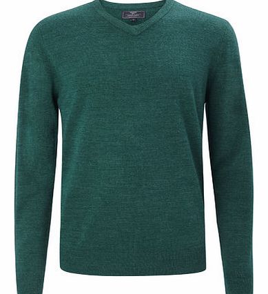 Green Supersoft V Neck Jumper, Green BR53A03FGRN