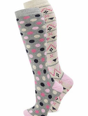 Bhs Grey 2 Pack of Knee High Welly Socks, grey