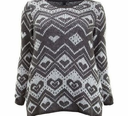 Bhs Grey and White Fairisle Jumper, grey 12613790870