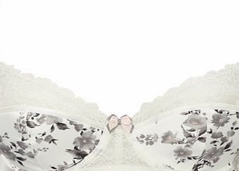 Bhs Grey Floral Print Half Padded Bra, cream