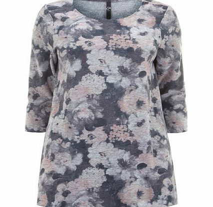 Bhs Grey Floral Soft Touch Top, grey 12612860870