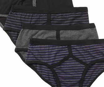 Bhs Grey Marl 4 PackStripe Briefs, Blue BR60B07GGRY