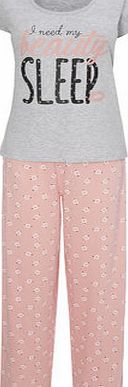 Bhs Grey Marl Beauty Sleep Long Pyjama Set, grey