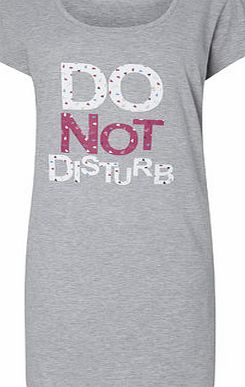 Bhs Grey Marl Do Not Disturb Sleep T, grey marl
