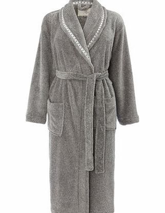Bhs Grey Marl Ladies Shawl Collar Robe, grey marl